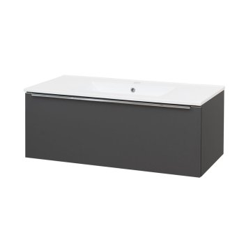 Mereo Mailo, koupelnová skříňka s keramickým umyvadlem 101 cm, antracit, chrom madlo