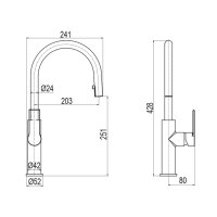 Mereo Dřezová stojánková baterie, Dita, s výsuvnou sprchou, chrom