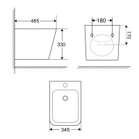 Mereo Bidet závěsný kapotovaný , 485x345x330, keramický, bílý