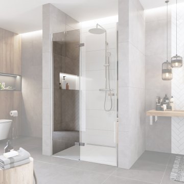 Mereo Fixní sklo, Novea, 44,50 cm, chrom ALU, sklo Čiré, L/P provedení