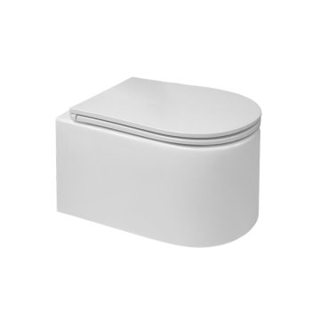 Mereo WC set - Rimless WC oblé, modul pro sádrokarton, bílé oválné tlačítko