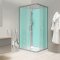 Mereo Sprchový box, čtvercový, 90cm, satin ALU, sklo Point, zadní stěny zelené, litá vanička, bez stříšky