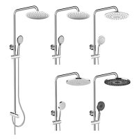 Mereo Sprchový set s tyčí, hadicí, ruční a talíř. kulatou sprchou, nerez