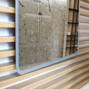 Mereo Zrcadlo hranaté, 60x80 cm, LED osvětlení a odmlžování, okraj pískovaný
