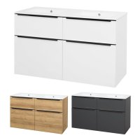 Mereo Mailo, koupelnová skříňka s keramickým umyvadlem 121 cm, černé madlo