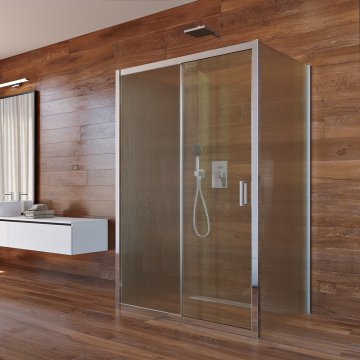 Mereo Sprchový kout, Lima, obdélník, pev.díl x zasunovací dveře x pev.díl, chrom ALU, sklo Point