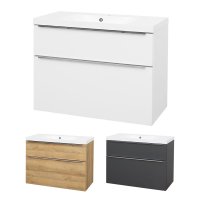 Mereo Mailo, koupelnová skříňka s umyvadlem z litého mramoru 101 cm, chrom madlo