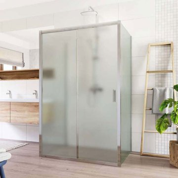 Mereo Sprchový kout, Lima, obdélník, pev.díl x zasunovací dveře x pev.díl, chrom ALU, sklo Point