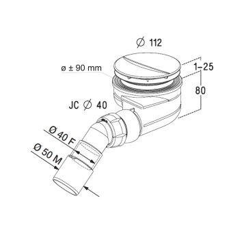 Sifon pro sprchové vaničky Turboflow 1, o 90 mm, bílá