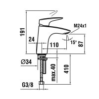 Laufen CurvePlus umyvadlová stojánková baterie, bez výpusti, H3110910041101