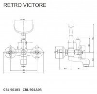 Mereo Vanová nástěnná baterie, Retro Viktorie, 150 mm, bez příslušenství, chrom