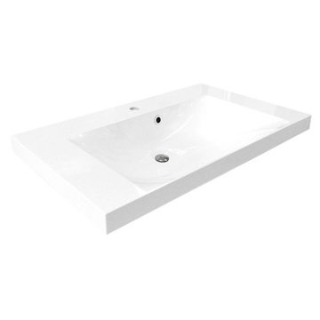 Mereo Bino, koupelnová skříňka s umyvadlem z litého mramoru 101 cm, bílá/dub