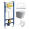 Mereo WC set - Smart flush rimless WC hranaté, modul pro sádrokarton, bílé hranaté tlačítko