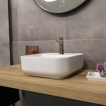 Mereo Umyvadlo na desku bez přepadu, Lota, 390x390x140 mm, keramické