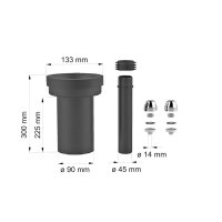 Připojovací souprava DN80/D90, 300 mm, pro závěsné klozety, svařitelná