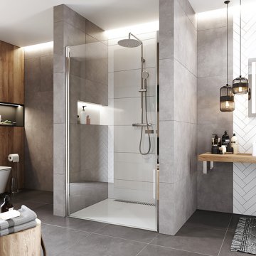 Mereo Pivotové sprchové dveře, Novea, chrom ALU, sklo Čiré, L/P provedení