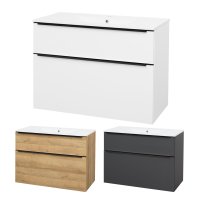 Mereo Mailo, koupelnová skříňka s keramickým umyvadlem 101 cm, černé madlo