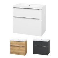 Mereo Mailo, koupelnová skříňka s umyvadlem z litého mramoru 81 cm, chrom madlo