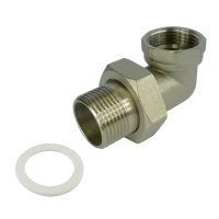 Klum Šroubení radiátorové rohové, niklované s plochým těsněním