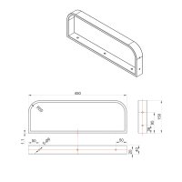 Mereo Konzole nerezová pod nábytkovou desku - oblá