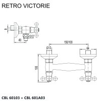 Mereo Sprchová nástěnná baterie, Retro Viktorie, 100 mm, bez příslušenství, chrom