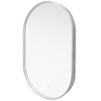 Getmi zrcadlo oválné 50x80 cm, LED osvětlení, ocelově šedý rám, II. jakost, drobné škrábance rámu