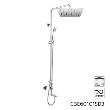 Mereo Vanová baterie s talířovou hranatou slim sprchou 300x300 mm, nerez