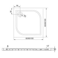 Mereo Sprchová vanička, čtverec, litý mramor, bez nožiček, bílá