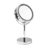 Daisy kosmetické zrcátko na postavení LED, Ø 150mm, oboustranné, chrom