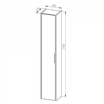 Mereo Vigo, koupelnová skříňka vysoká 170 cm, levé nebo pravé otevírání