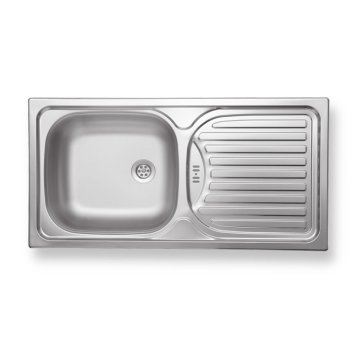 Dřez s odkapem a přepadem, nerez DR43/86