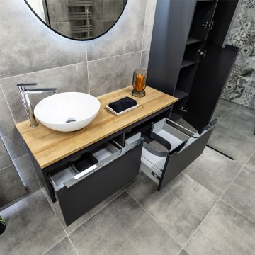 Mereo Mailo, koupelnová skříňka s keramickým umyvadlem 121 cm, chrom madlo