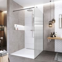 Mereo Sprchová stěna WALK IN, Novea, black ALU, sklo Line