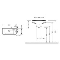 Mereo Umývátko s otvorem pro baterii