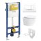 Mereo WC set - Smart flush rimless WC oblé, modul pro sádrokarton, bílé hranaté tlačítko