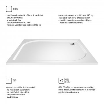 Mereo Kora sprchový set: obdélníkový kout 90x80 cm, bílý ALU, sklo Grape, vanička, sifon