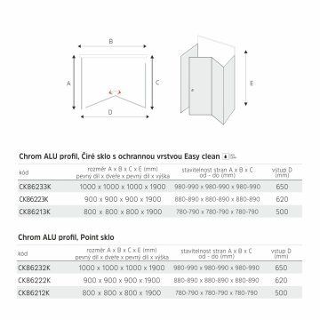 Mereo Sprchový kout, LIMA, , chrom ALU, sklo Point