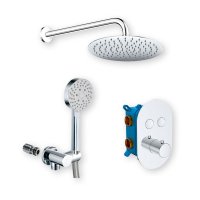 Mereo Sprchová sada s termostatickou podomítkovou tlačítkovou baterií - 2-cestná - oválný kryt