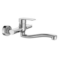 Mereo Dřezová nástěnná baterie, Pego, 150 mm, s ramínkem plochým vyhnutým 200 mm, chrom