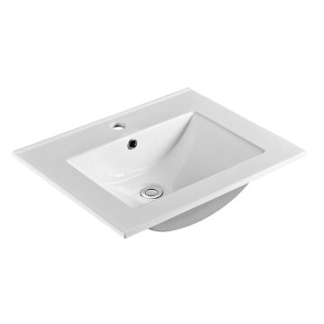 Mereo Mailo, koupelnová skříňka s keramickým umyvadlem 61 cm, bílá, mat, černé madlo