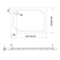 Mereo Obdélníková sprchová vanička, bez nožiček, litý mramor