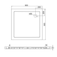 Mereo Čtvercová sprchová vanička, 90x90x4 cm, SMC, bílá, včetně sifonu