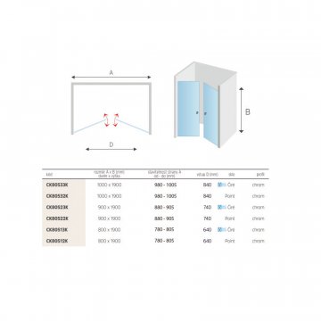 Mereo Náhradní sprchové dveře lítací, pravé, pro CK80522K