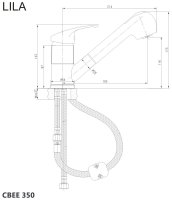 Mereo Dřezová stojánková baterie, Lila, s výsuvnou sprchou, chrom
