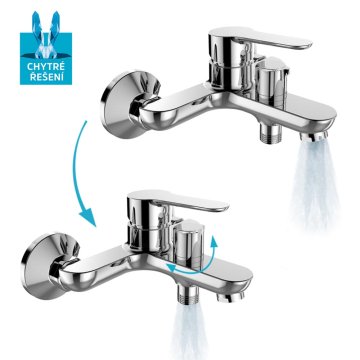 Mereo Vanová nástěnná baterie, Zuna, s keramickým přepínačem, bez příslušenství, chrom