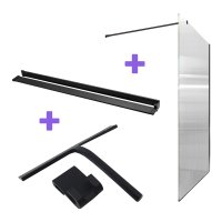 Getmi Sprchová stěna WALK IN 100 cm, black ALU, sklo Line, polička, stěrka