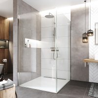 Mereo Pivotový sprchový kout, Novea, čtverec, chrom ALU, sklo Čiré