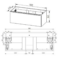 Mereo Mailo, koupelnová skříňka s keramickým umyvadlem 101 cm, chrom madlo