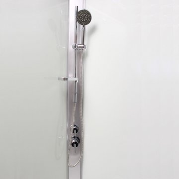 Mereo Sprchový box, čtvrtkruh, se stříškou, s vaničkou R550, satin ALU, sklo Point, zadní stěny bílé