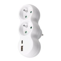 Rozbočka s USB A+C rychlonabíječkou 20W PD, 2 x 10A, bílá